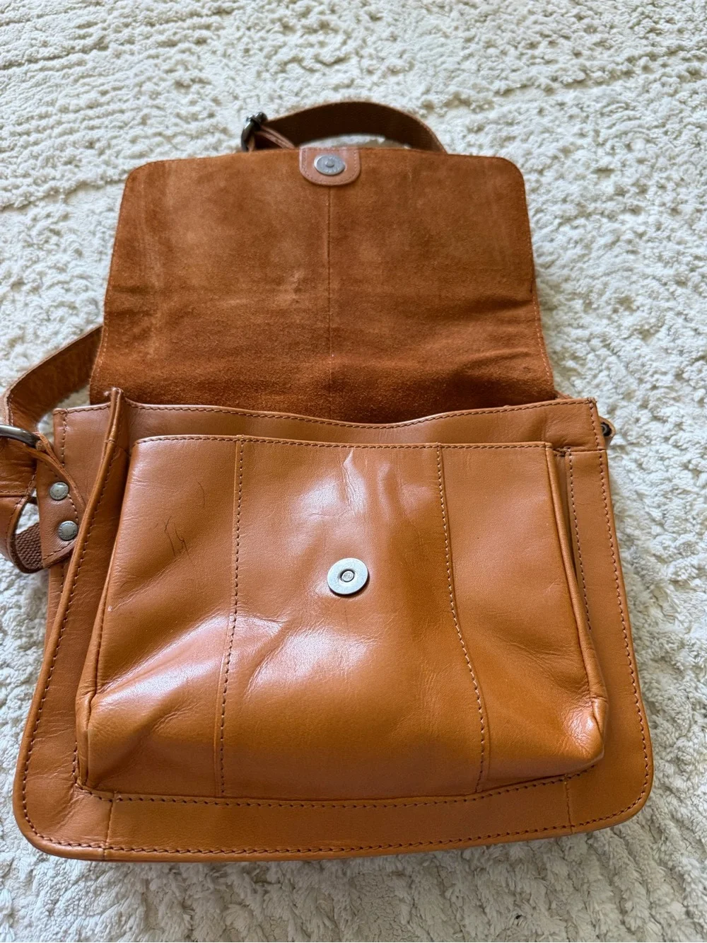 Spikes & Sparrow brown leather messenger bag